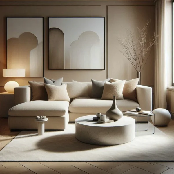 طقم سكون بيج مريح ,بتصميم بسيط ,يناسب كل المساحات