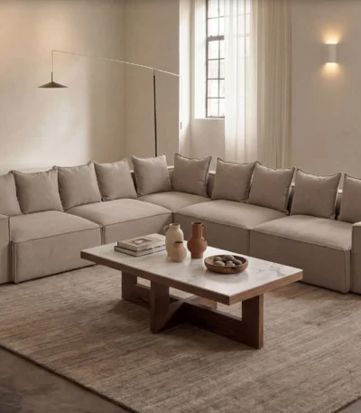 كنب مودرن الرياض، كنب حرف L كبير، أطقم كنب فخمة جدة، أثاث مودرن السعودية