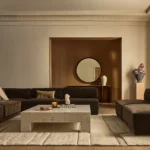 أريكة أوريول ,4 قطع ,حرف L ,مخمل بني ,تصميم عصري ومريح