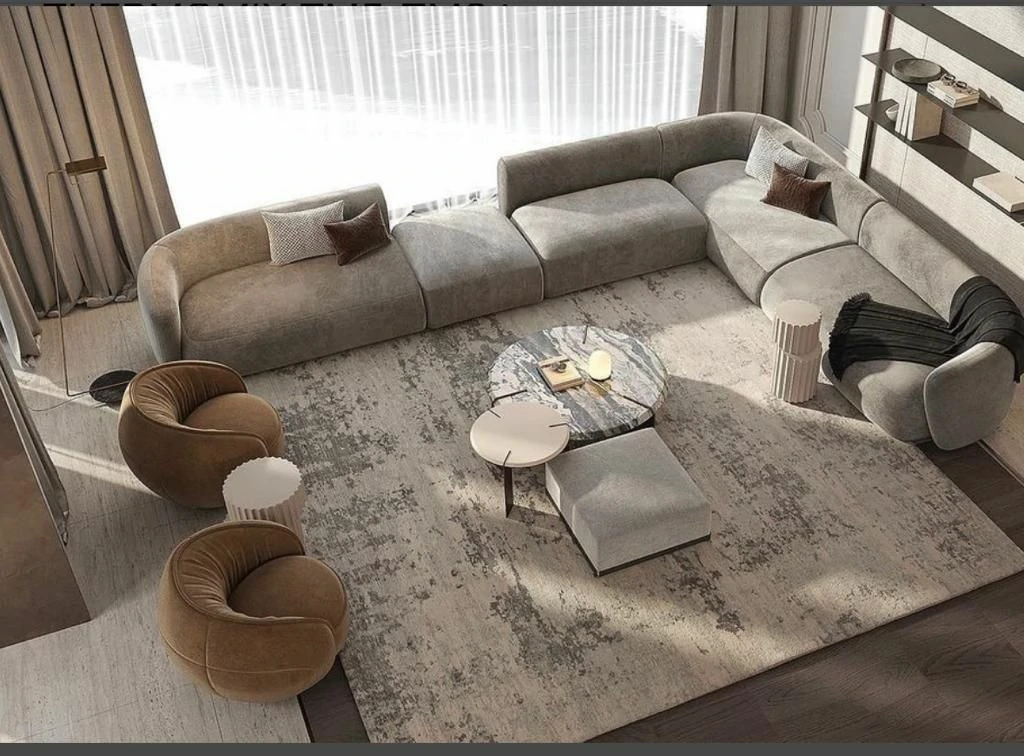 family-design ركنة أوربان حرف U بقماش شانيل ,فخم توفر مساحة جلوس واسعة, بتصميم عصري وراقي