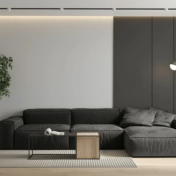 ركنة جرافيت ,مودرن حرف L باللون الرصاصي, بتصميم عائلي عملي ,تجمع بين الراحة والأناقة،