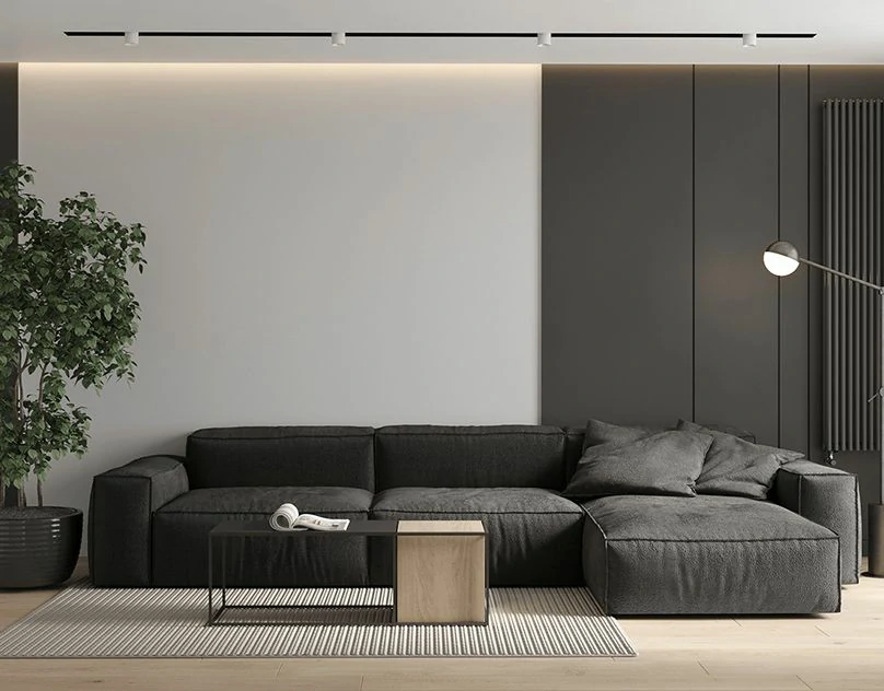 family-design ركنة جرافيت ,مودرن حرف L باللون الرصاصي, بتصميم عائلي عملي ,تجمع بين الراحة والأناقة،