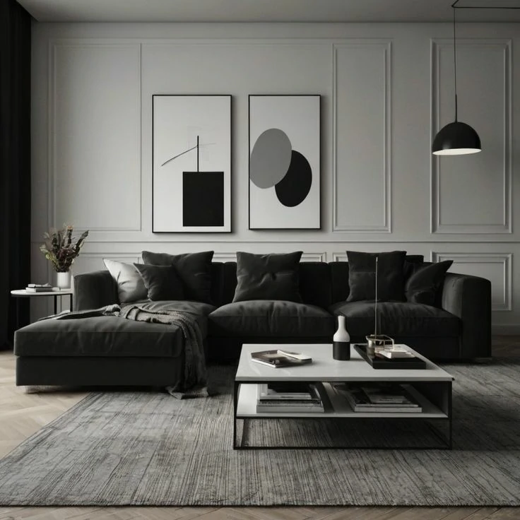 family-design ركنة نوار كوزي حرف L بقماش شانيل< ناعم تمنحك راحة فائقة ولمسة فخامة عصرية،