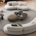 طقم كنب بون ,لون بيج شانيل ,ملمس ناعم ,ومظهر فخم