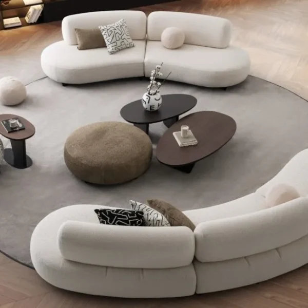 طقم كنب بون ,لون بيج شانيل ,ملمس ناعم ,ومظهر فخم