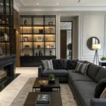 كنبة ميدنايت بريستيج ركنة زاوية بتصميم فاخر, يضفي عمقًا وأناقة على المساحة،