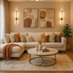 ركنة مودرن نيو كلاسيك حرف L ,بقماش البوكليه الأنيق, تجمع بين الفخامة والراحة،