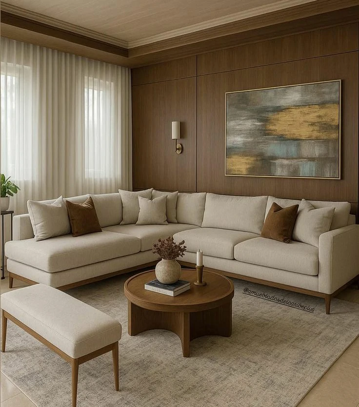 family-design ركنة فلوت خشب زان ,بقاعدة سويدي حرف L بتصميم فاخر ومتين ,يمنح منزلك لمسة طبيعية أنيقة،