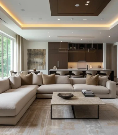 ركنة أمالفي مودرن حرف L, بتصميم المقاعد العميقة توفر راحة فائقة, ومساحة جلوس واسعة،