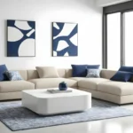 ركنة مودرن أزور حرف L بتصميم سوبر لوكس, تجمع بين الفخامة والراحة،