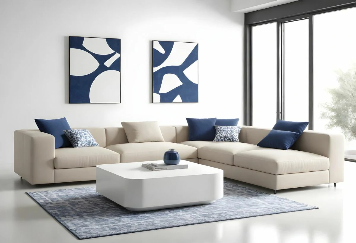 family-design ركنة مودرن أزور حرف L بتصميم سوبر لوكس, تجمع بين الفخامة والراحة،