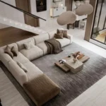 ركنة مودرن أورجانيك حرف L مع شيزلونج, بتصميم انسيابي مريح يوفر جلسة عميقة وراحة عالية،