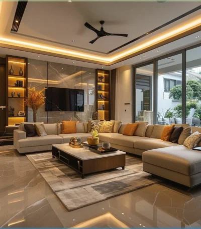 ركنة سبيس مودرن حرف L بتصميم عصري أنيق, توفر راحة عالية ومساحة جلوس واسعة،