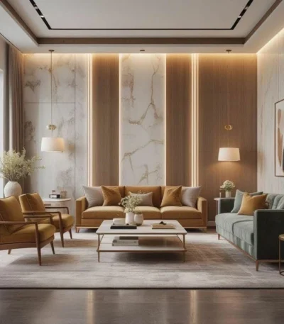 طقم كنب مودرن تيرّاتا بألوان خريفية, دافئة يوفر راحة عالية ومساحة جلوس واسعة،