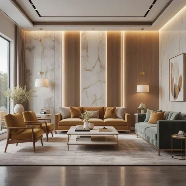 طقم كنب مودرن تيرّاتا بألوان خريفية, دافئة يوفر راحة عالية ومساحة جلوس واسعة،