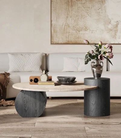 طاولة جانبية ستوليك ,تصميم دائري ,من الخشب ,لمسة أنيقة