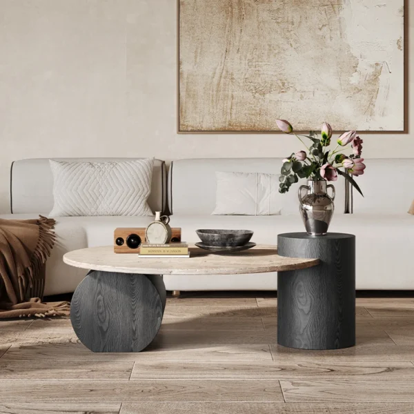 طاولة جانبية ستوليك ,تصميم دائري ,من الخشب ,لمسة أنيقة