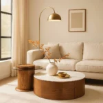 طاولة قهوة أولغا مودرن بني وأبيض, تصميم عصري, متينة وعملية, أنيقة