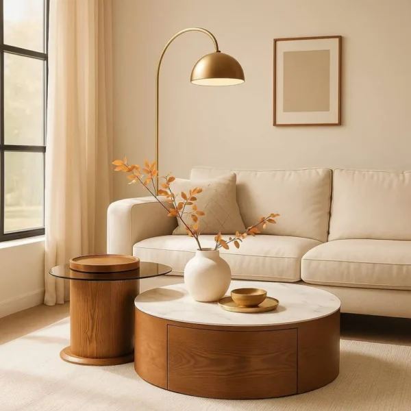 طاولة قهوة أولغا مودرن بني وأبيض, تصميم عصري, متينة وعملية, أنيقة