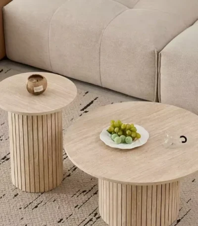 طاولة قهوة ريفو خشبية مستديرة, تصميم عصري, أنيقة وعملية