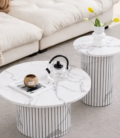 طاولة قهوة ريفو خشبية مستديرة, تناسب كل الديكورات, متينة