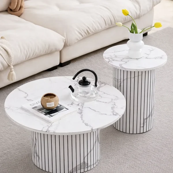 طاولة قهوة ريفو خشبية مستديرة, تناسب كل الديكورات, متينة